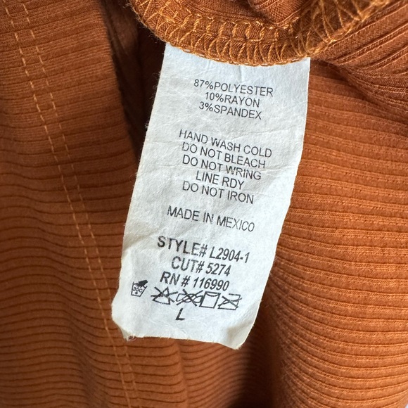 Roolee Mock Neck Elbow Sleeve Midi Dress - Burnt Sienna - Size Large - Line New - Picture 5 of 6